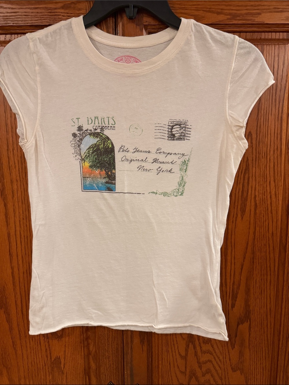 Polo by Ralph Lauren Cream Short Sleeve Tee with Tropical Postcard Graphic